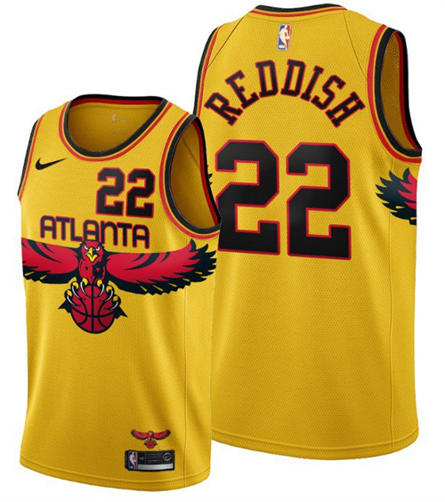 Men's Atlanta Hawks #22 Cam Reddish 2021/22 Yellow City Edition Stitched Jersey Men's Atlanta Hawks #22 Cam Reddish 2021/22 Yellow City Edition Stitched Jersey